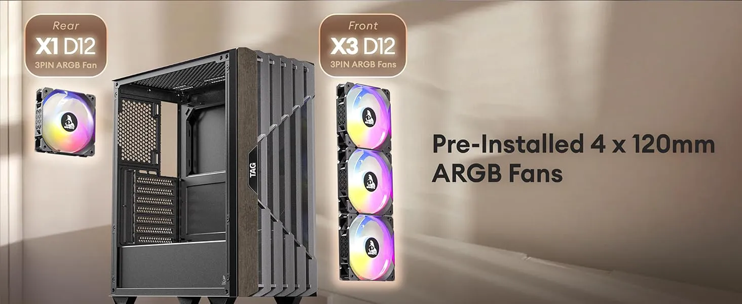 TAG Gamerz Stellar Elite ARGB Mid Tower ATX Gaming PC Cabinet overview 2