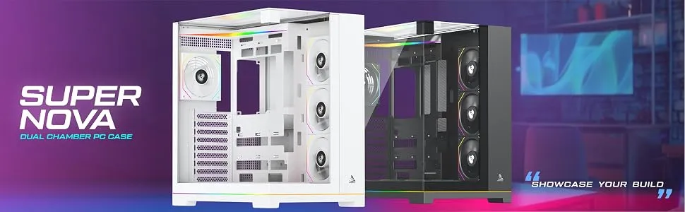 TAG Gamerz Supernova ARGB EATX Mid Tower Cabinet (White) overview 1