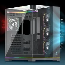 TAG Gamerz Supernova Mid-Tower Computer Case/Gaming Cabinet with 3 Side Glass Panoramic View| Pre-Installed 7 ARGB PWM Fans | Anti Sag Bracket | Support Reverse Connection motherboards PC CASE Black overview 3
