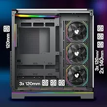 TAG Gamerz Supernova Mid-Tower Computer Case/Gaming Cabinet with 3 Side Glass Panoramic View| Pre-Installed 7 ARGB PWM Fans | Anti Sag Bracket | Support Reverse Connection motherboards PC CASE Black overview 4