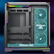 TAG Gamerz Supernova Mid-Tower Computer Case/Gaming Cabinet with 3 Side Glass Panoramic View| Pre-Installed 7 ARGB PWM Fans | Anti Sag Bracket | Support Reverse Connection motherboards PC CASE Black overview 5