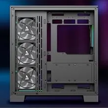 TAG Gamerz Supernova Mid-Tower Computer Case/Gaming Cabinet with 3 Side Glass Panoramic View| Pre-Installed 7 ARGB PWM Fans | Anti Sag Bracket | Support Reverse Connection motherboards PC CASE Black overview 6