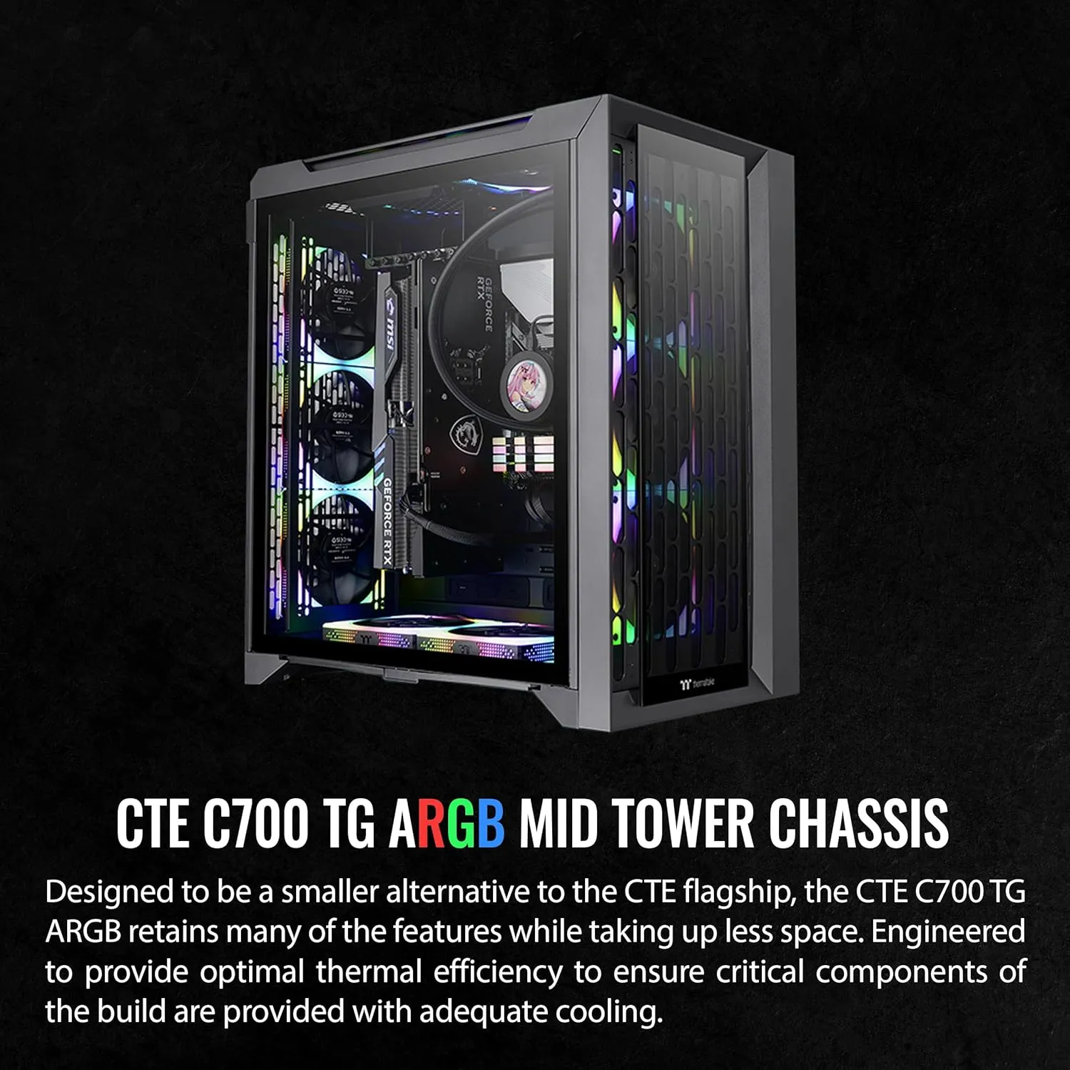 Thermaltake CTE C700 TG ARGB Mid-Tower Chassis (Black) overview 7