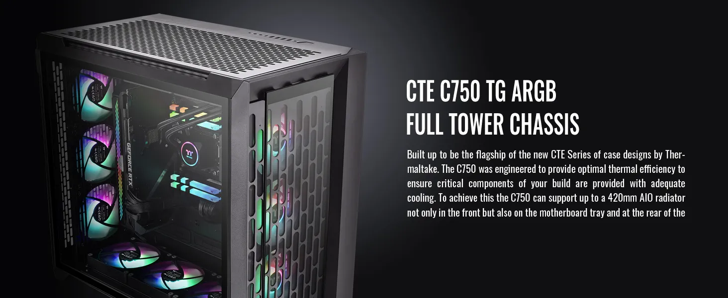 Thermaltake CTE C750 TG ARGB (E-ATX) Full Tower Cabinet (Black) overview 2