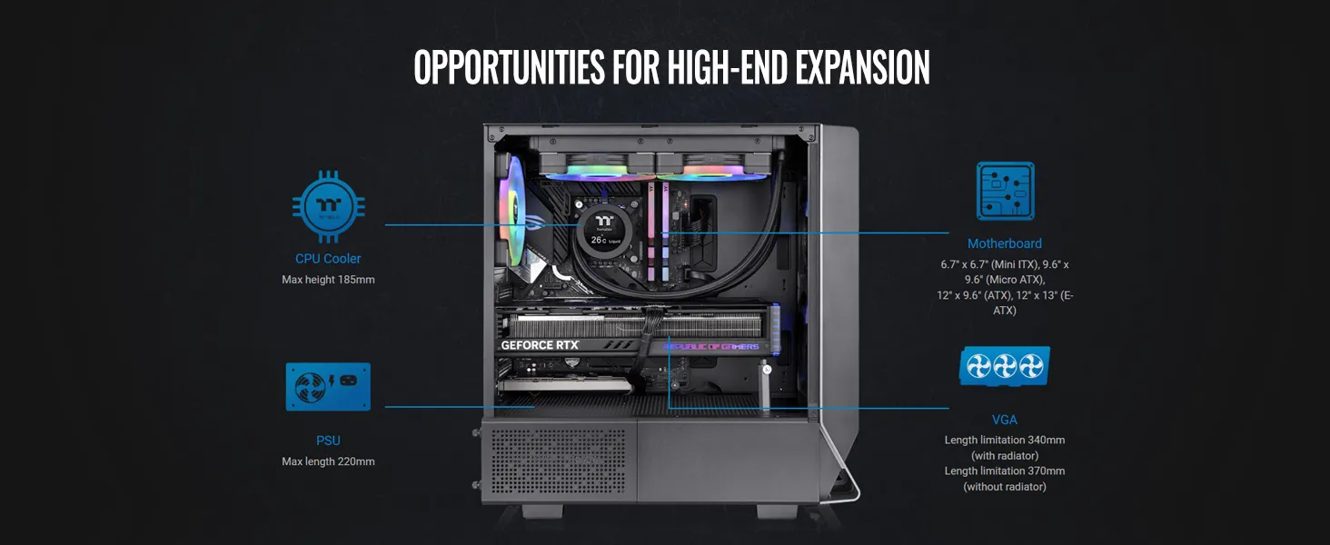 Thermaltake Ceres 300 TG ARGB (E-ATX) Mid Tower Cabinet (Black) overview 12