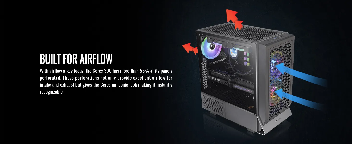 Thermaltake Ceres 300 TG ARGB (E-ATX) Mid Tower Cabinet (Black) overview 3