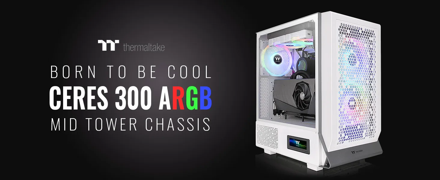 Thermaltake Ceres 300 TG ARGB (E-ATX) Mid Tower Cabinet (White) overview 1