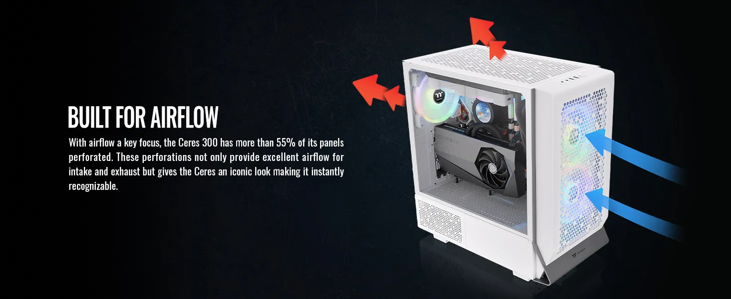 Thermaltake Ceres 300 TG ARGB (E-ATX) Mid Tower Cabinet (White) overview 3