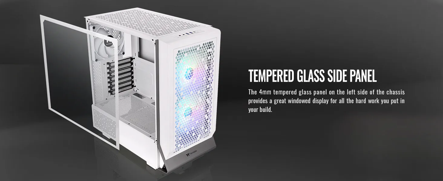 Thermaltake Ceres 300 TG ARGB (E-ATX) Mid Tower Cabinet (White) overview 4