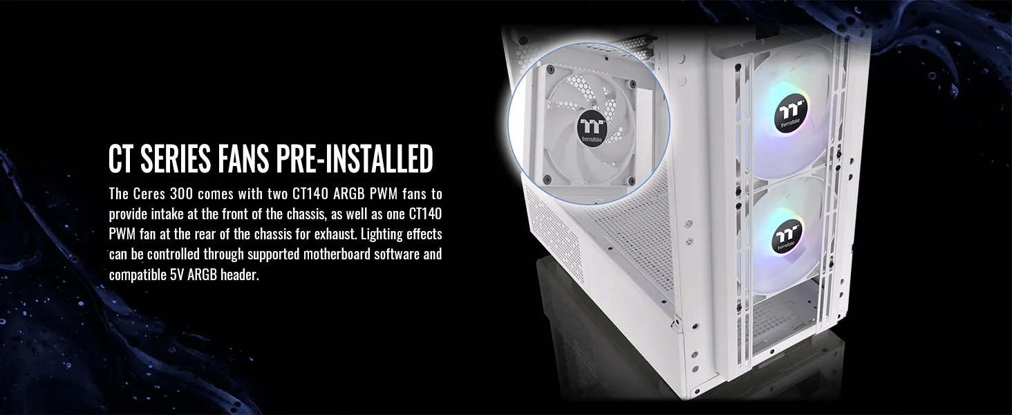 Thermaltake Ceres 300 TG ARGB (E-ATX) Mid Tower Cabinet (White) overview 7