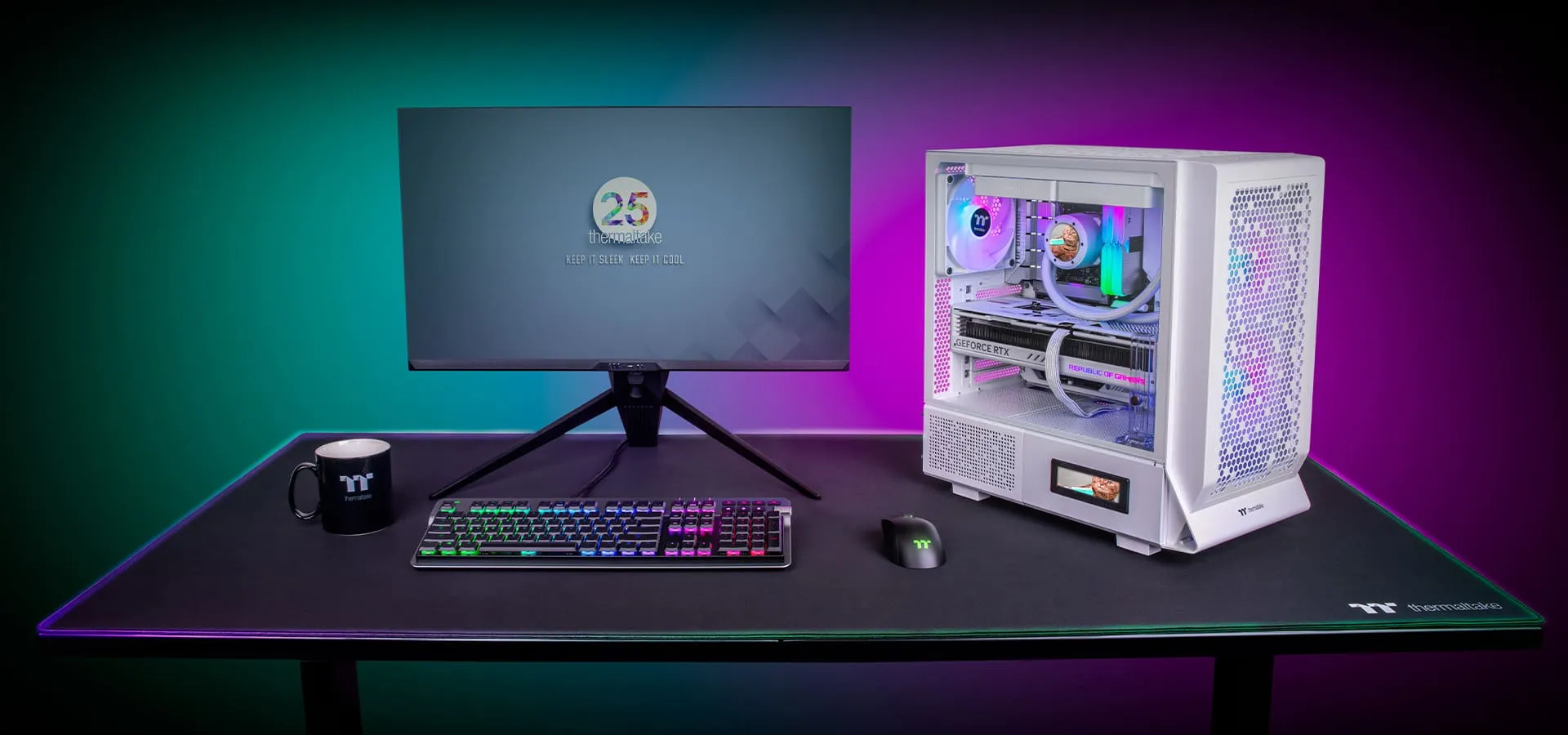 Thermaltake Ceres 330 TG ARGB Snow (E-ATX) Mid Tower Cabinet (White) overview 1