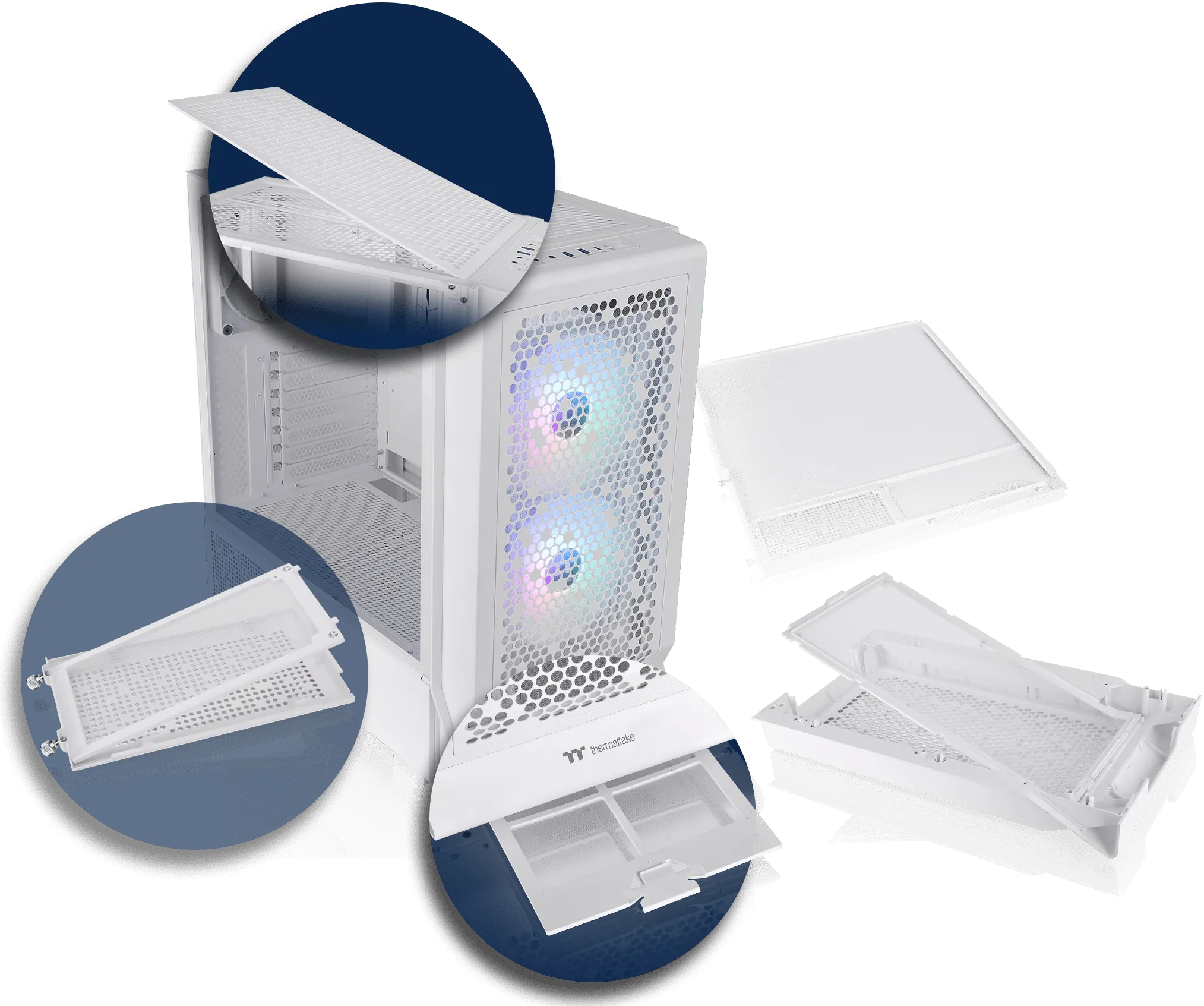 Thermaltake Ceres 330 TG ARGB Snow (E-ATX) Mid Tower Cabinet (White) overview 15