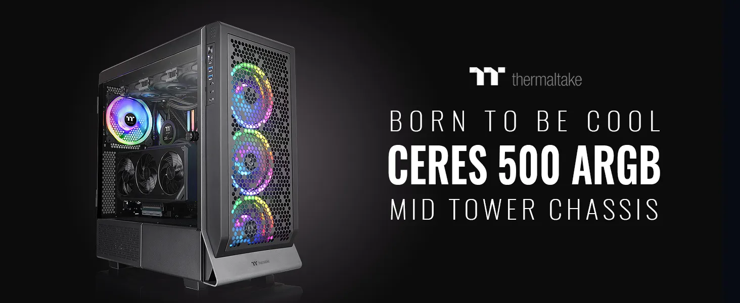 Thermaltake Ceres 500 TG ARGB (E-ATX) Mid Tower Cabinet (Black) overview 1