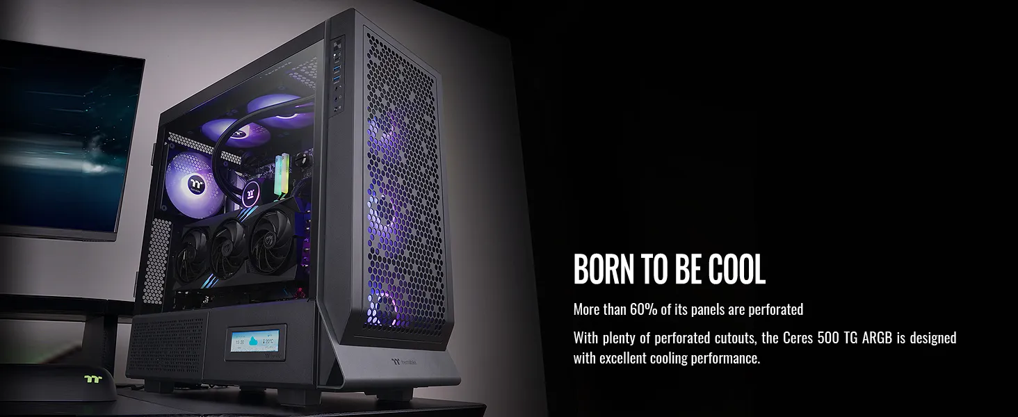Thermaltake Ceres 500 TG ARGB (E-ATX) Mid Tower Cabinet (Black) overview 2