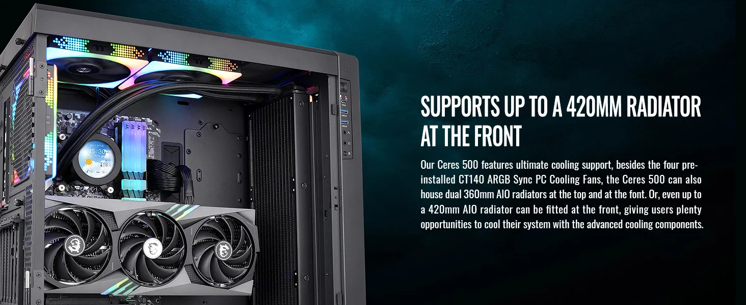 Thermaltake Ceres 500 TG ARGB (E-ATX) Mid Tower Cabinet (Black) overview 3