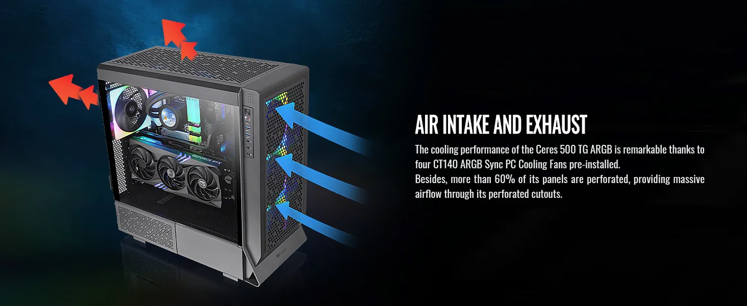 Thermaltake Ceres 500 TG ARGB (E-ATX) Mid Tower Cabinet (Black) overview 9