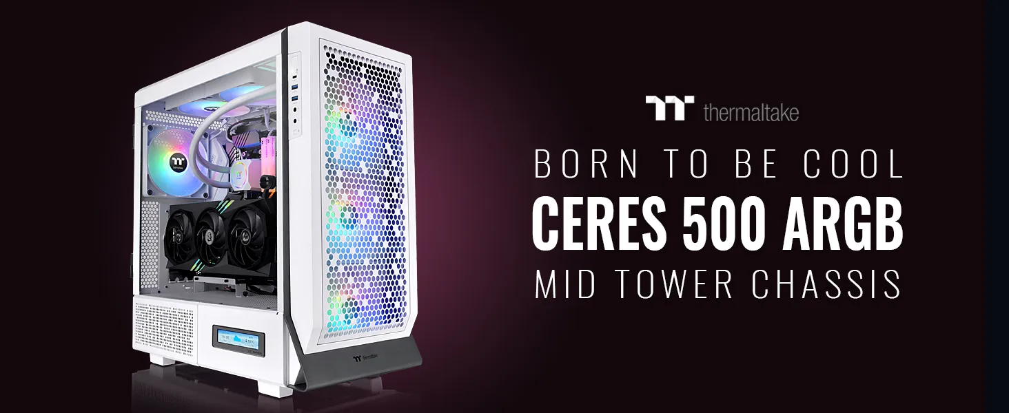 Thermaltake Ceres 500 TG ARGB Snow (E-ATX) Mid Tower Cabinet (White) overview 1