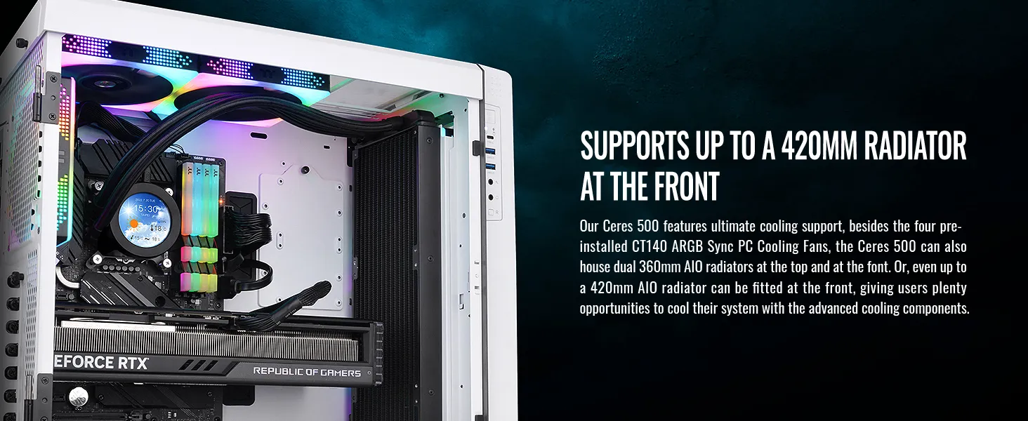 Thermaltake Ceres 500 TG ARGB Snow (E-ATX) Mid Tower Cabinet (White) overview 11