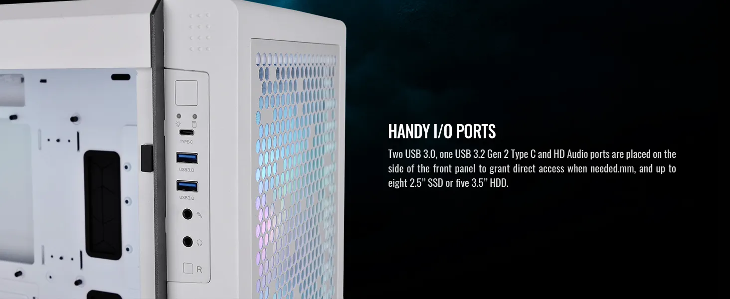 Thermaltake Ceres 500 TG ARGB Snow (E-ATX) Mid Tower Cabinet (White) overview 15