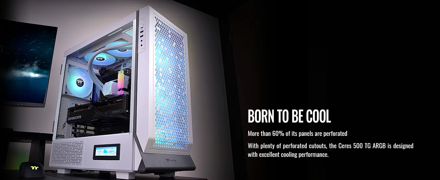 Thermaltake Ceres 500 TG ARGB Snow (E-ATX) Mid Tower Cabinet (White) overview 7