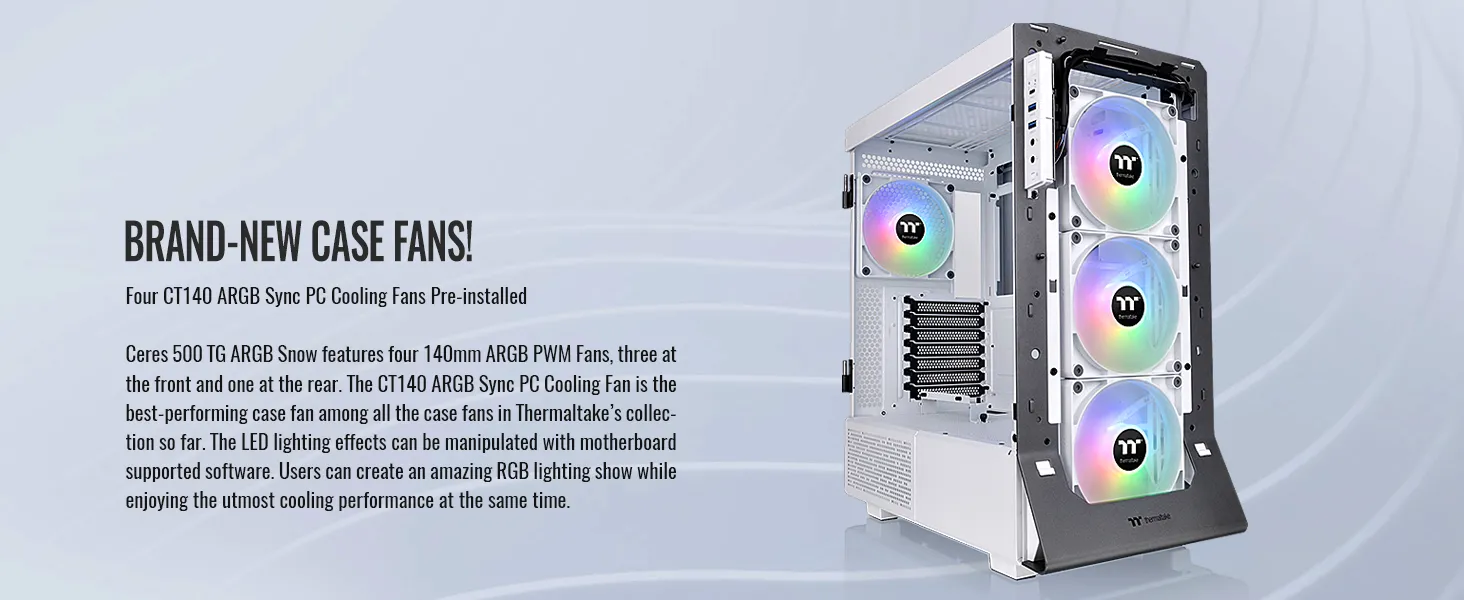 Thermaltake Ceres 500 TG ARGB Snow (E-ATX) Mid Tower Cabinet (White) overview 8