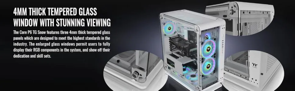 Thermaltake Core P6 TG Snow (ATX) Mid Tower Cabinet (White) overview 4