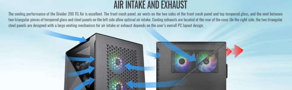 Thermaltake Divider 200 TG Air Black Edition Micro-ATX Tempered Glass overview 2