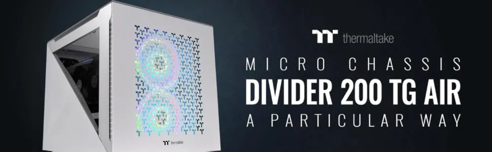 Thermaltake Divider 200 TG Air White Edition Micro-ATX Tempered Glass overview 1