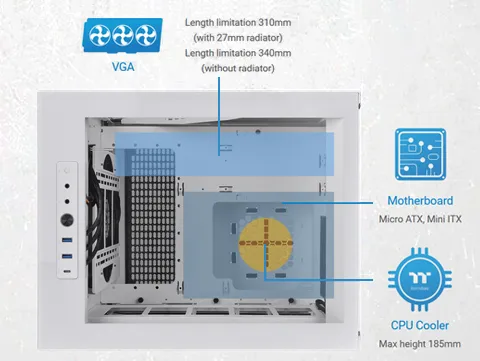 Thermaltake Divider 200 TG Air White Edition Micro-ATX Tempered Glass overview 8
