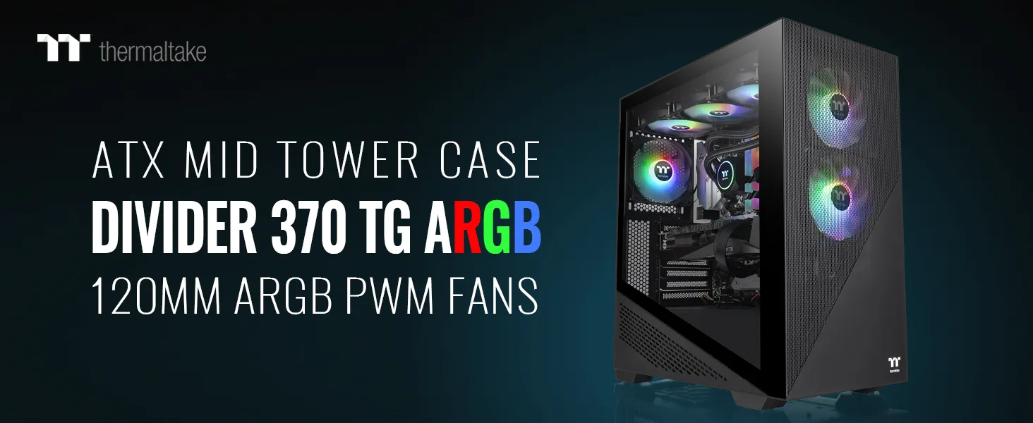 Thermaltake Divider 370 TG ARGB Mid Tower Chassis (Black) overview 1