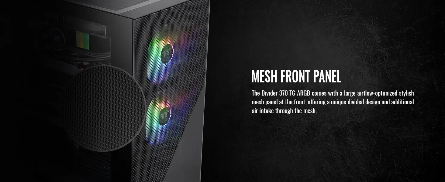 Thermaltake Divider 370 TG ARGB Mid Tower Chassis (Black) overview 5