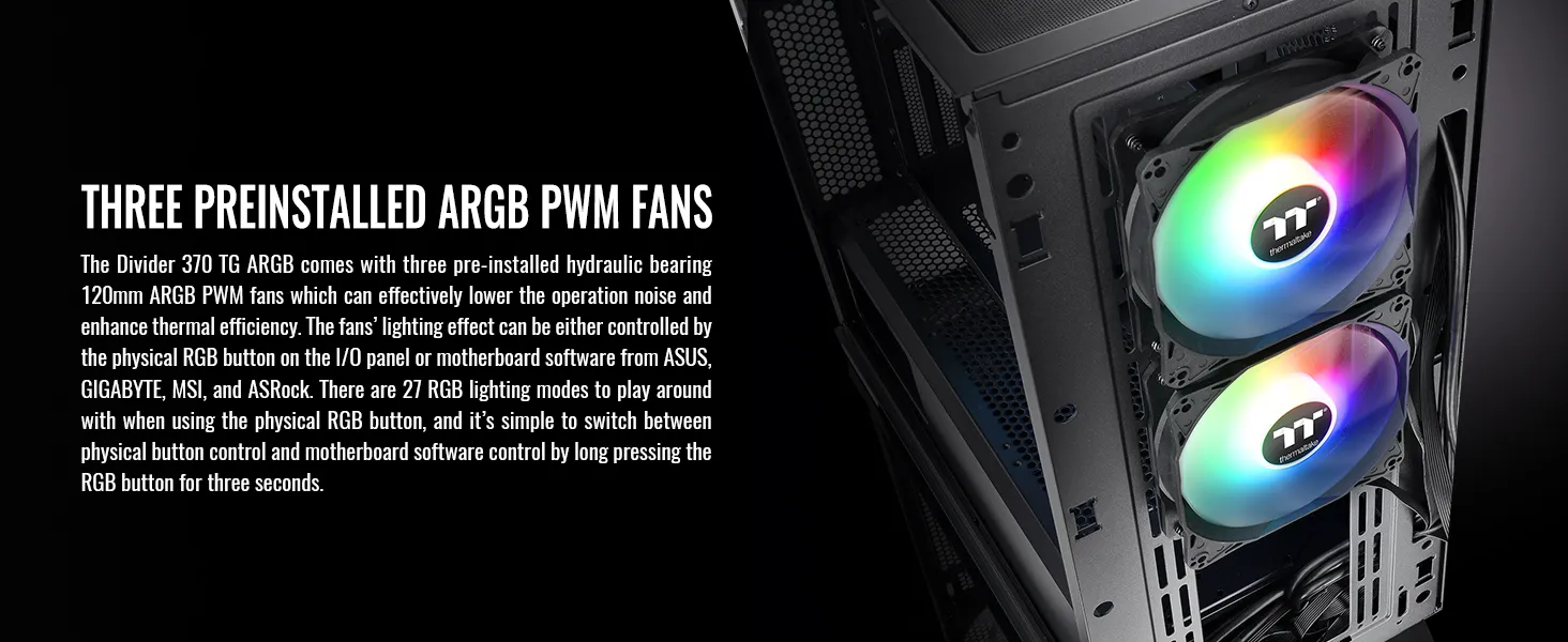Thermaltake Divider 370 TG ARGB Mid Tower Chassis (Black) overview 6