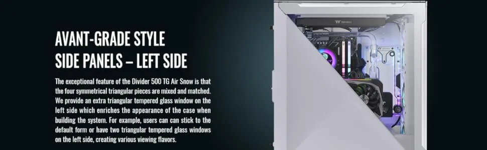 Thermaltake Divider 500 TG Air Snow White Mid Tower Case overview 2