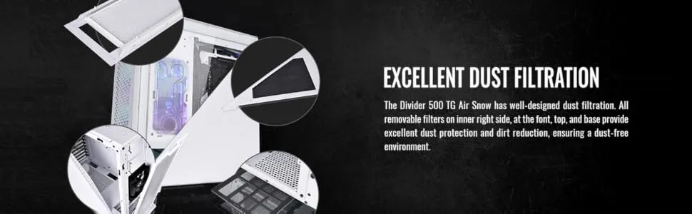 Thermaltake Divider 500 TG Air Snow White Mid Tower Case overview 4