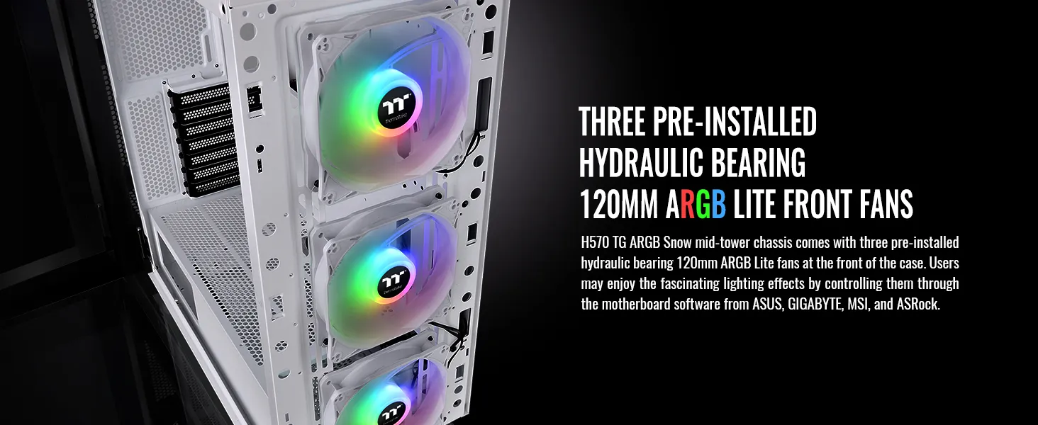 Thermaltake H570 TG ARGB Snow (E-ATX) Mid Tower Cabinet (White) overview 11