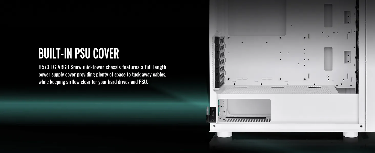 Thermaltake H570 TG ARGB Snow (E-ATX) Mid Tower Cabinet (White) overview 12