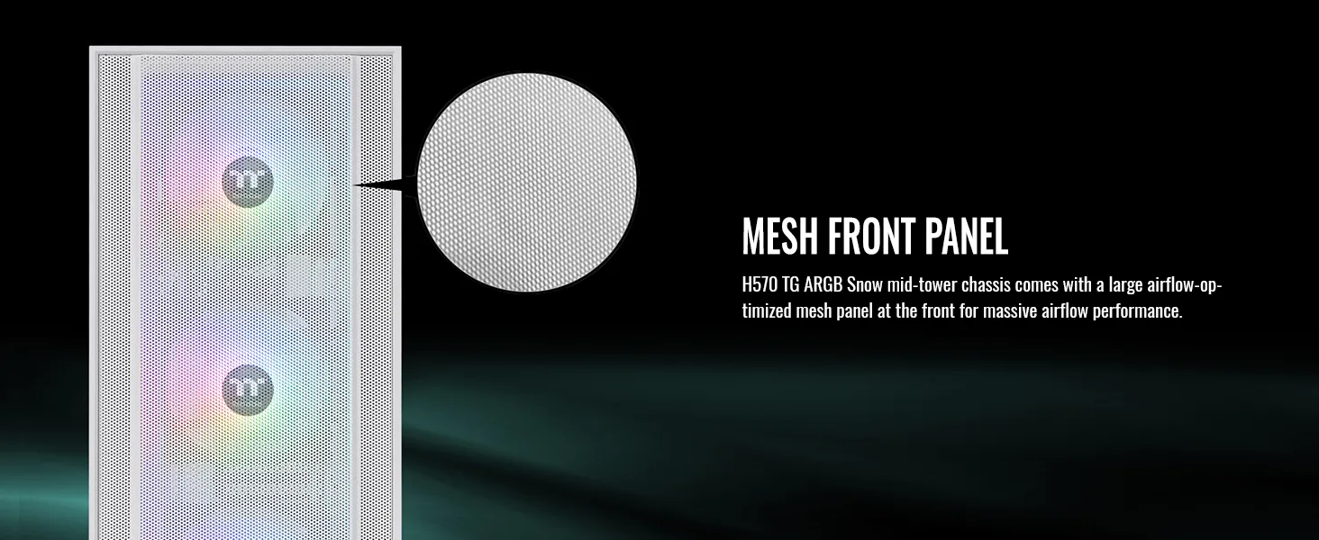 Thermaltake H570 TG ARGB Snow (E-ATX) Mid Tower Cabinet (White) overview 7