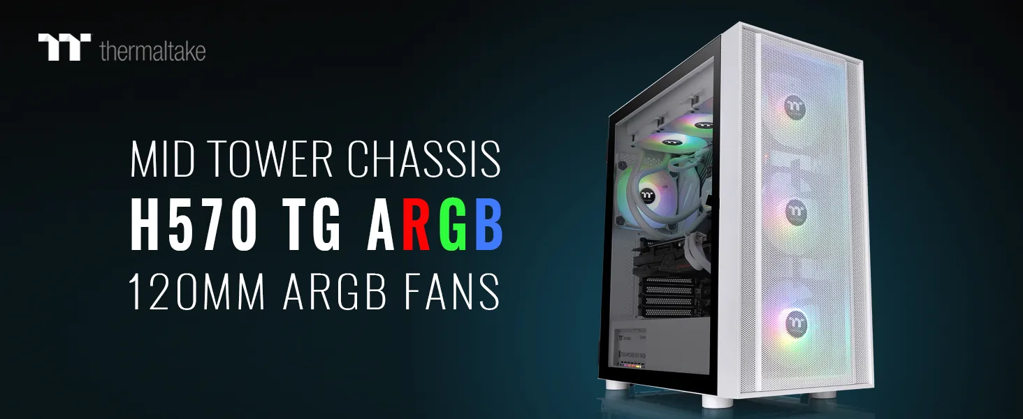 Thermaltake H570 TG ARGB Snow (E-ATX) Mid Tower Cabinet (White) overview 9
