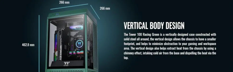 Thermaltake The Tower 100 Racing Green Mini ITX Chassis overview 2