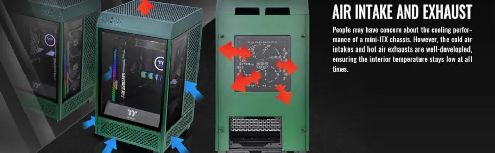 Thermaltake The Tower 100 Racing Green Mini ITX Chassis overview 7