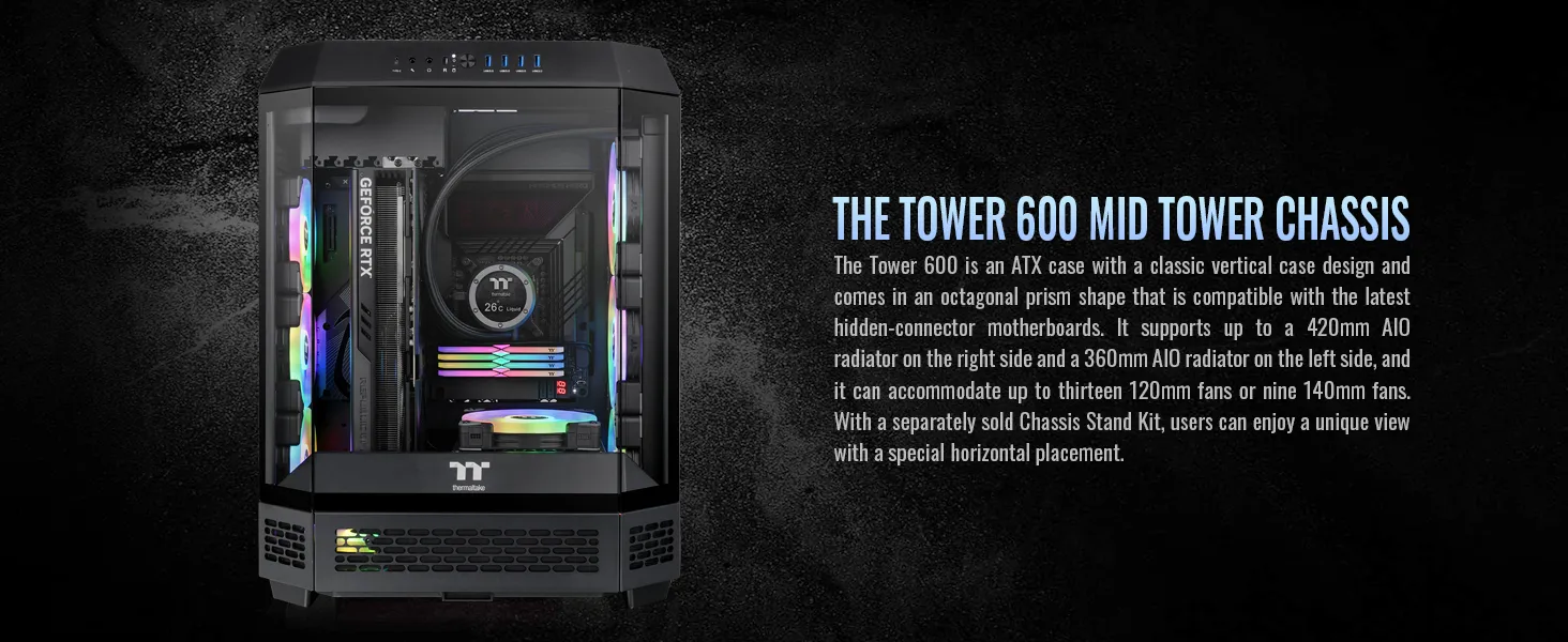 Thermaltake The Tower 600 ATX Mid Tower Case (Black) overview 2