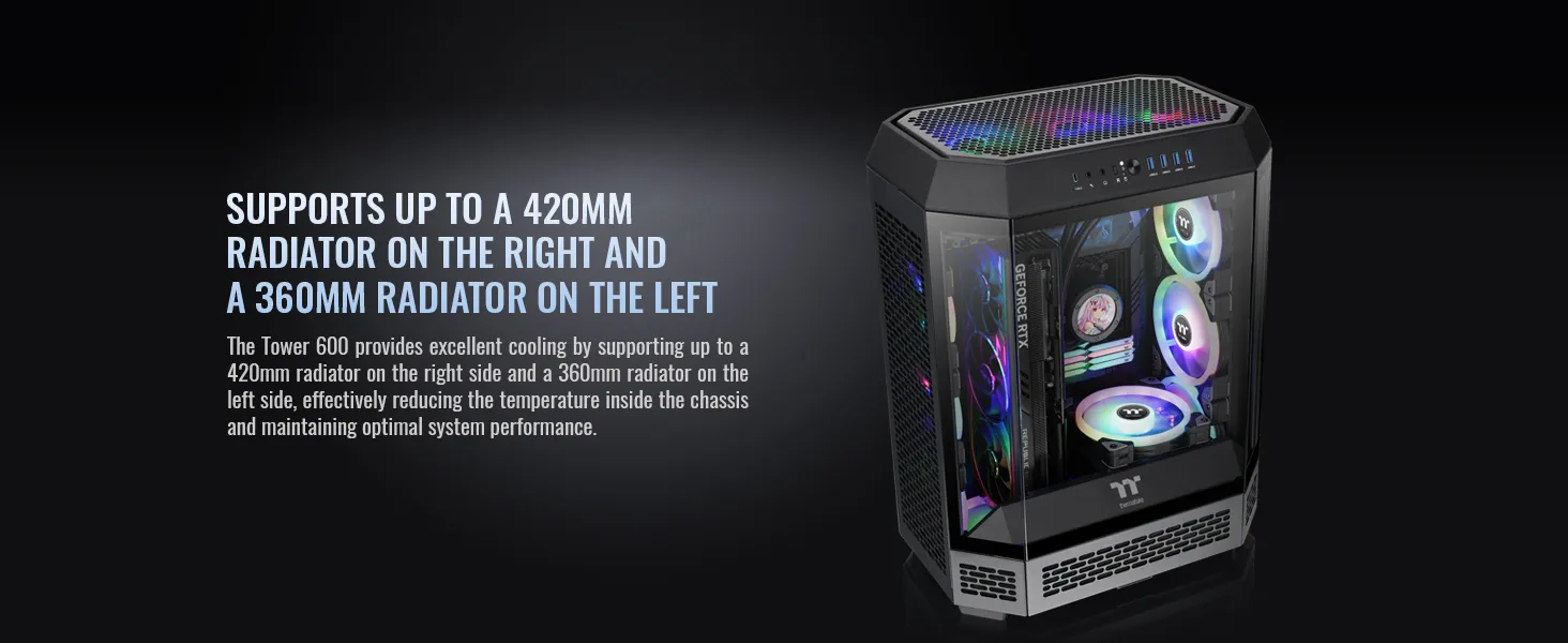 Thermaltake The Tower 600 ATX Mid Tower Case (Black) overview 8