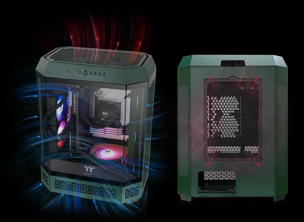 Thermaltake The Tower 600 Racing Green Mid Tower ATX Cabinet overview 9