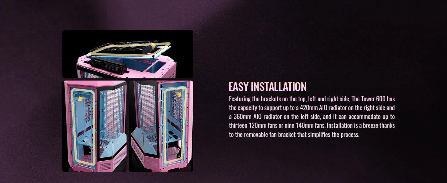 Thermaltake Tower 600 Bubble Pink Mid Tower Cabinet overview 13