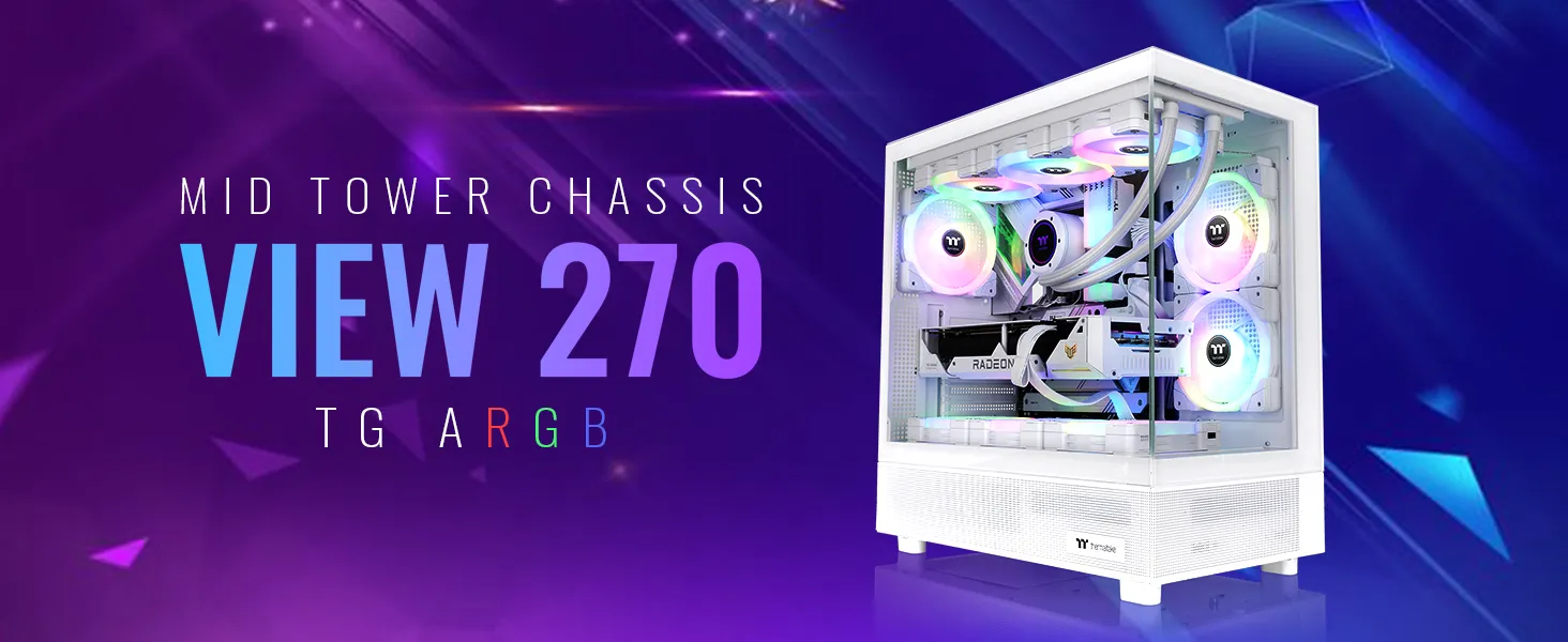 Thermaltake View 270 TG ARGB Snow Mid Tower Cabinet overview 1