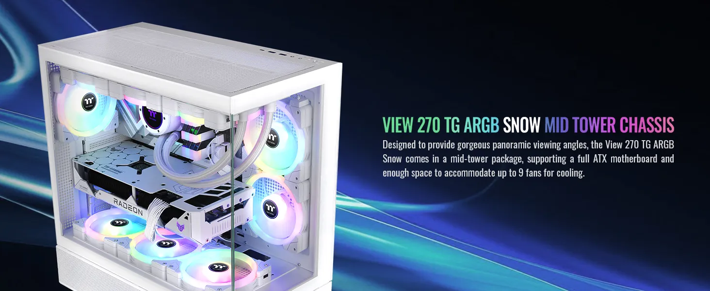 Thermaltake View 270 TG ARGB Snow Mid Tower Cabinet overview 2