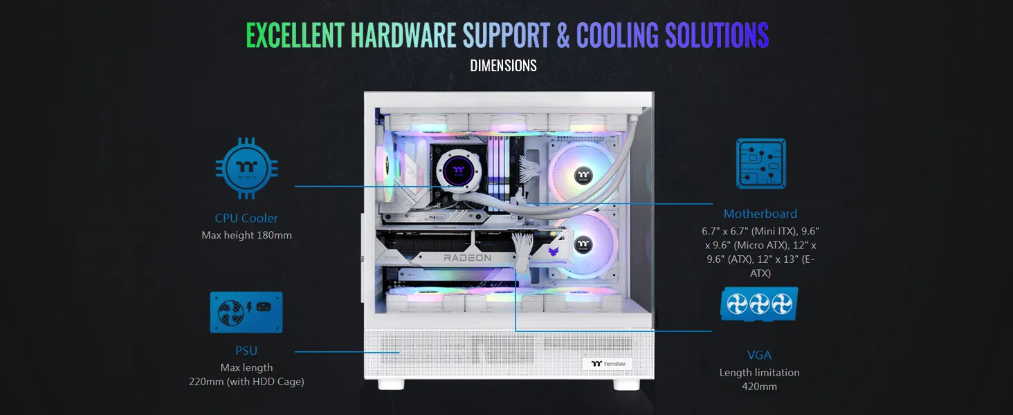 Thermaltake View 270 TG ARGB Snow Mid Tower Cabinet overview 8