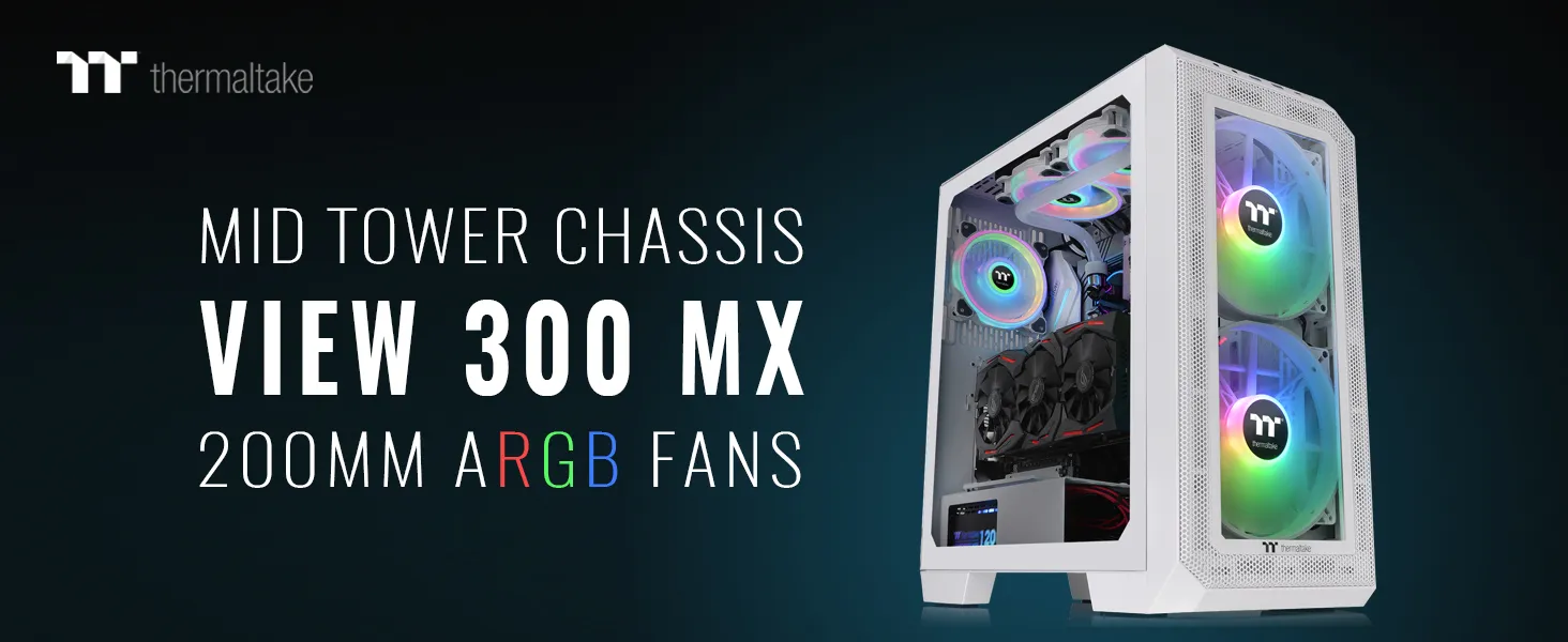 Thermaltake View 300 MX Snow ARGB (E-ATX) Mid Tower Cabinet (White) overview 1
