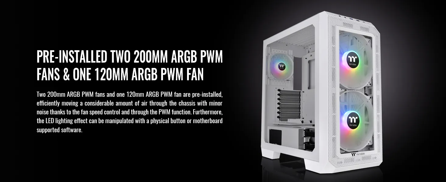 Thermaltake View 300 MX Snow ARGB (E-ATX) Mid Tower Cabinet (White) overview 4