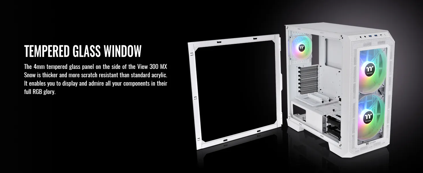 Thermaltake View 300 MX Snow ARGB (E-ATX) Mid Tower Cabinet (White) overview 5